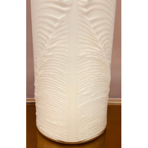 1970s Peill & Putzler White "Feather" Cylindrical Vase