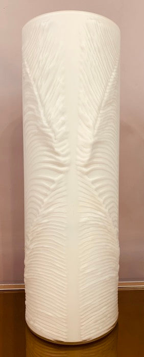 1970s Peill & Putzler White "Feather" Cylindrical Vase