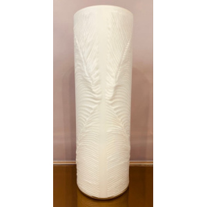 1970s Peill & Putzler White "Feather" Cylindrical Vase