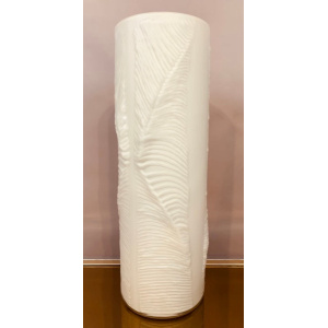 1970s Peill & Putzler White "Feather" Cylindrical Vase