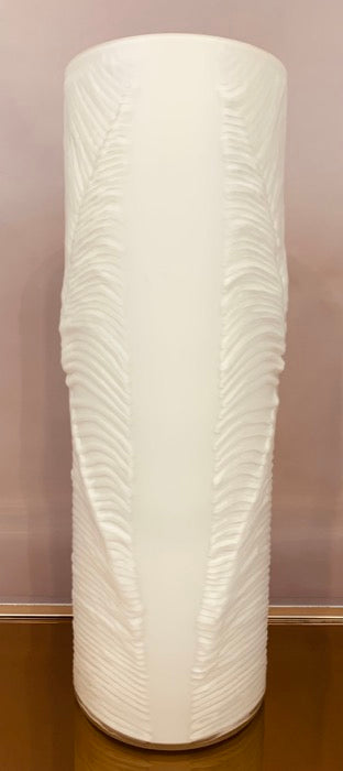 1970s Peill & Putzler White "Feather" Cylindrical Vase
