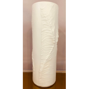 1970s Peill & Putzler White "Feather" Cylindrical Vase
