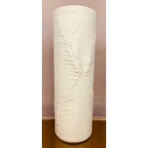 1970s Peill & Putzler White "Feather" Cylindrical Vase