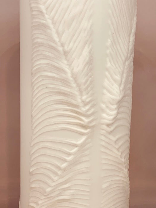 1970s Peill & Putzler White "Feather" Cylindrical Vase