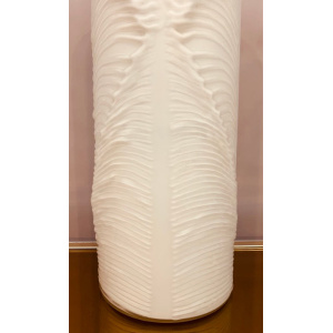 1970s Peill & Putzler White "Feather" Cylindrical Vase