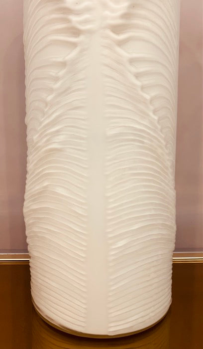 1970s Peill & Putzler White "Feather" Cylindrical Vase