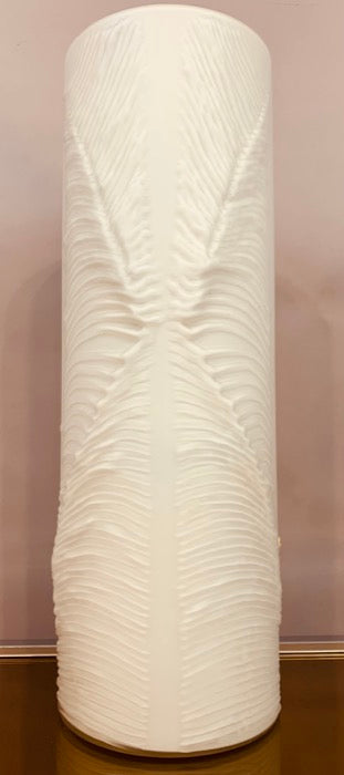 1970s Peill & Putzler White "Feather" Cylindrical Vase