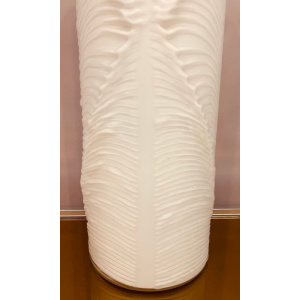 1970s Peill & Putzler White "Feather" Cylindrical Vase