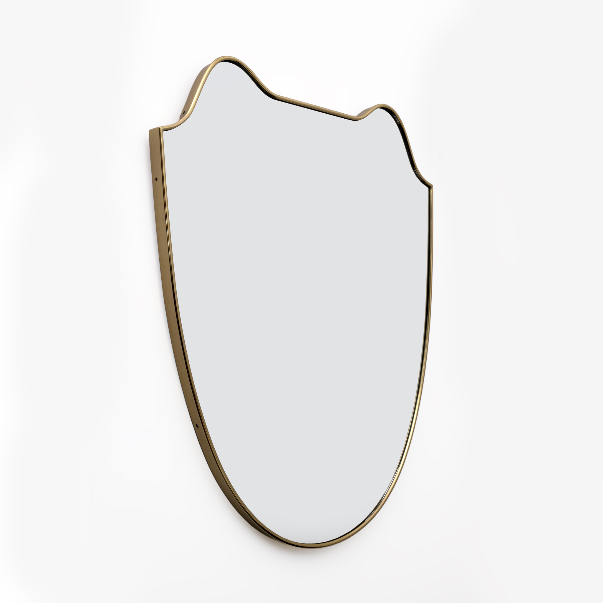 Attributed Gio Ponti Mid-century Modern Italian Brass Wall Mirror, 1950s