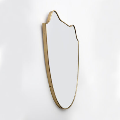 Attributed Gio Ponti Mid-century Modern Italian Brass Wall Mirror, 1950s - Image 2
