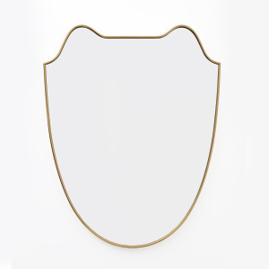 Attributed Gio Ponti Mid-century Modern Italian Brass Wall Mirror, 1950s
