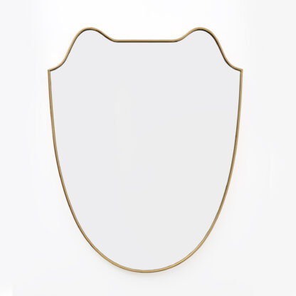 Attributed Gio Ponti Mid-century Modern Italian Brass Wall Mirror, 1950s - Image 3
