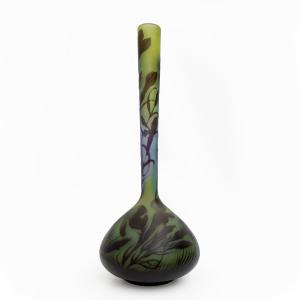 Émile Gallé Art Nouveau Floral Decoration Cameo Bulb Glass Vase, France 1900