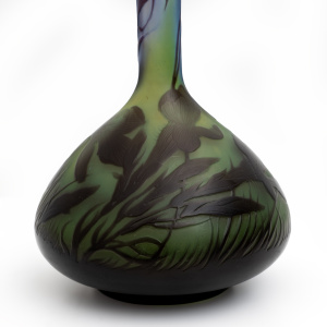Émile Gallé Art Nouveau Floral Decoration Cameo Bulb Glass Vase, France 1900