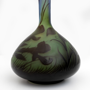 Émile Gallé Art Nouveau Floral Decoration Cameo Bulb Glass Vase, France 1900