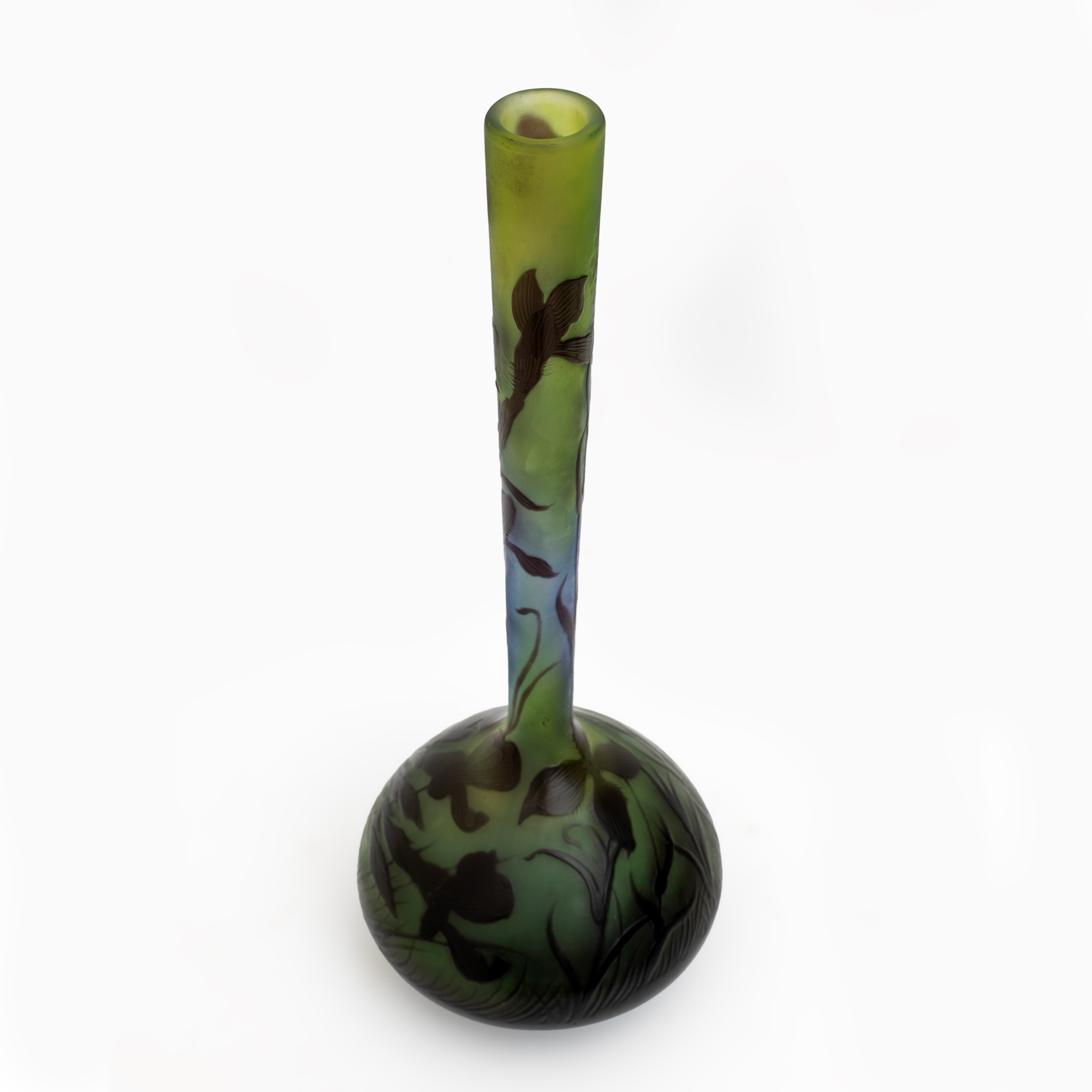 Émile Gallé Art Nouveau Floral Decoration Cameo Bulb Glass Vase, France 1900