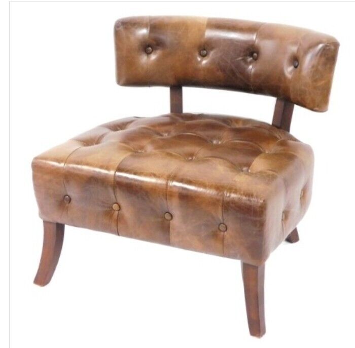A Mid 20th Century Brown Leather Button Back Club Chair