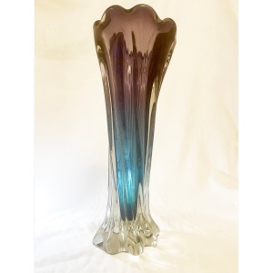 An absolutely stunning purple blue sommerso twisted art glass vase by Murano from the 1960's