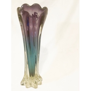 An absolutely stunning purple blue sommerso twisted art glass vase by Murano from the 1960's