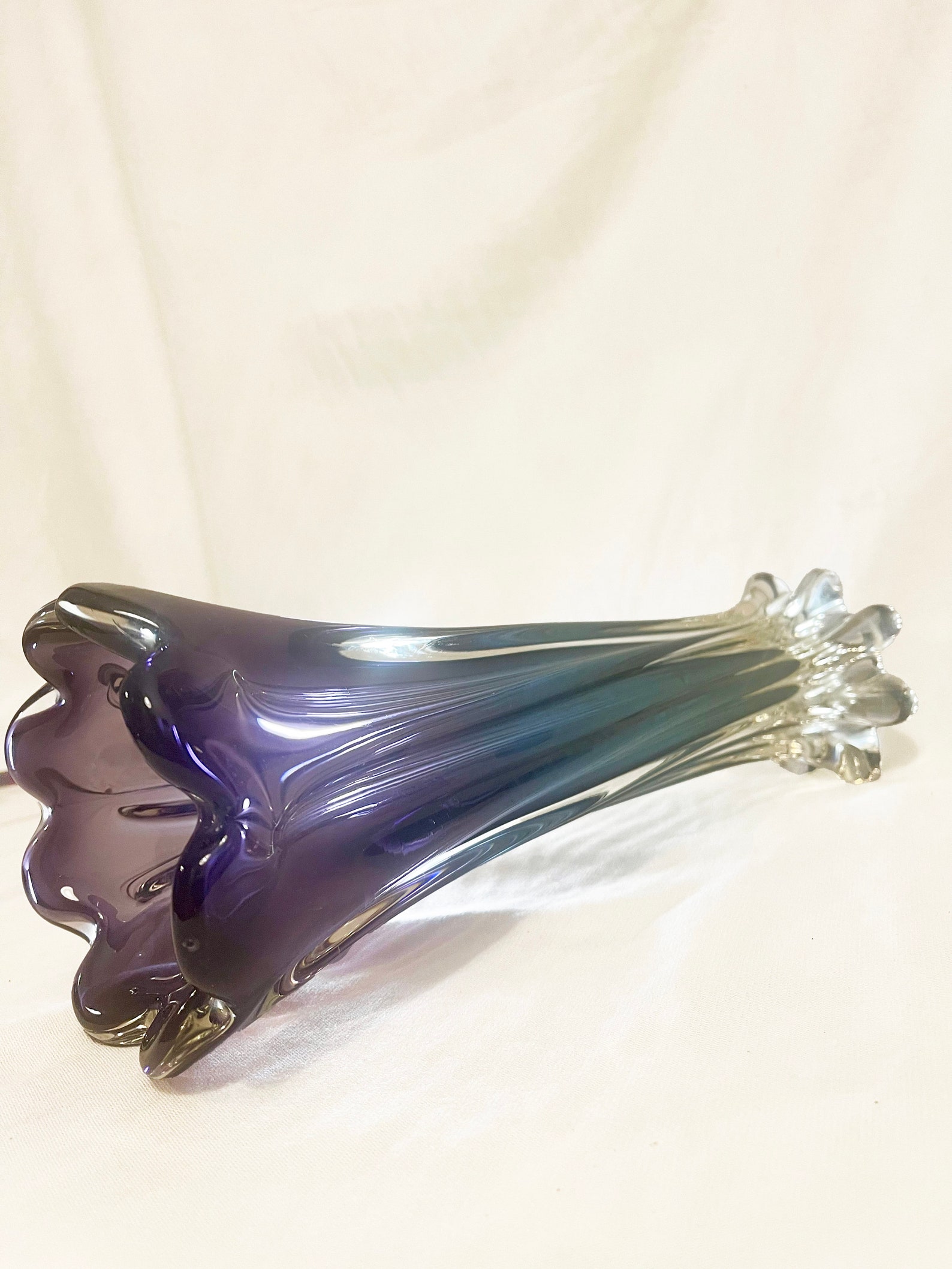 An absolutely stunning purple blue sommerso twisted art glass vase by Murano from the 1960's