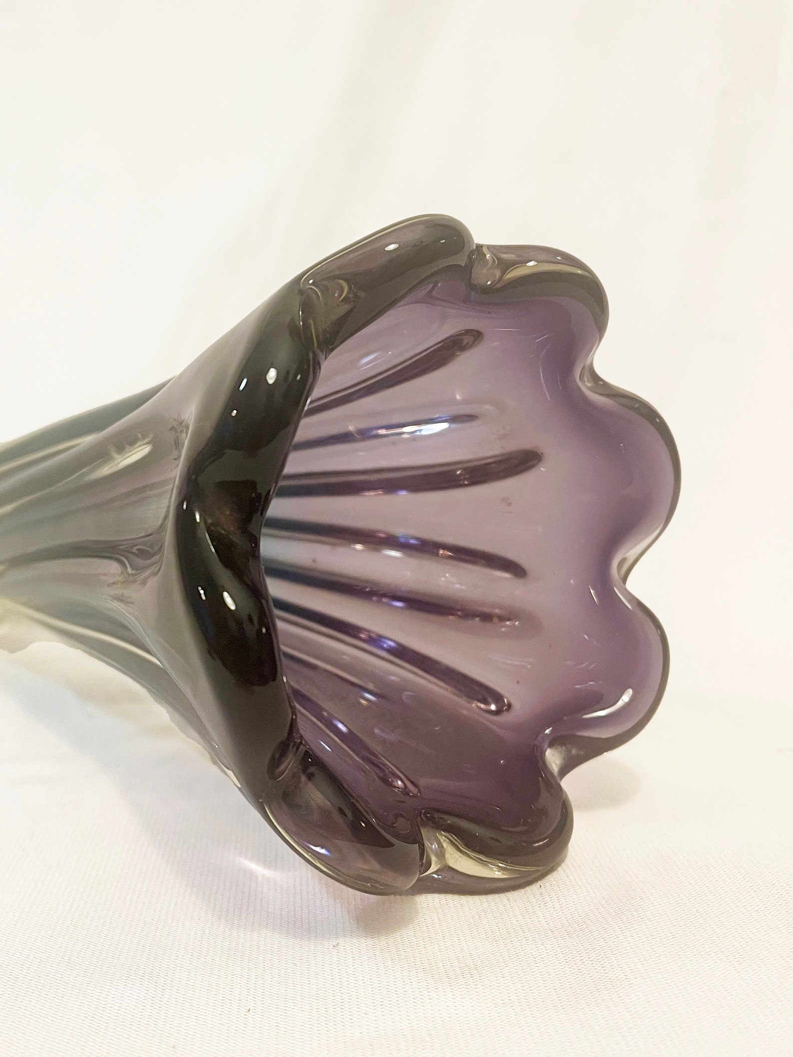 An absolutely stunning purple blue sommerso twisted art glass vase by Murano from the 1960's