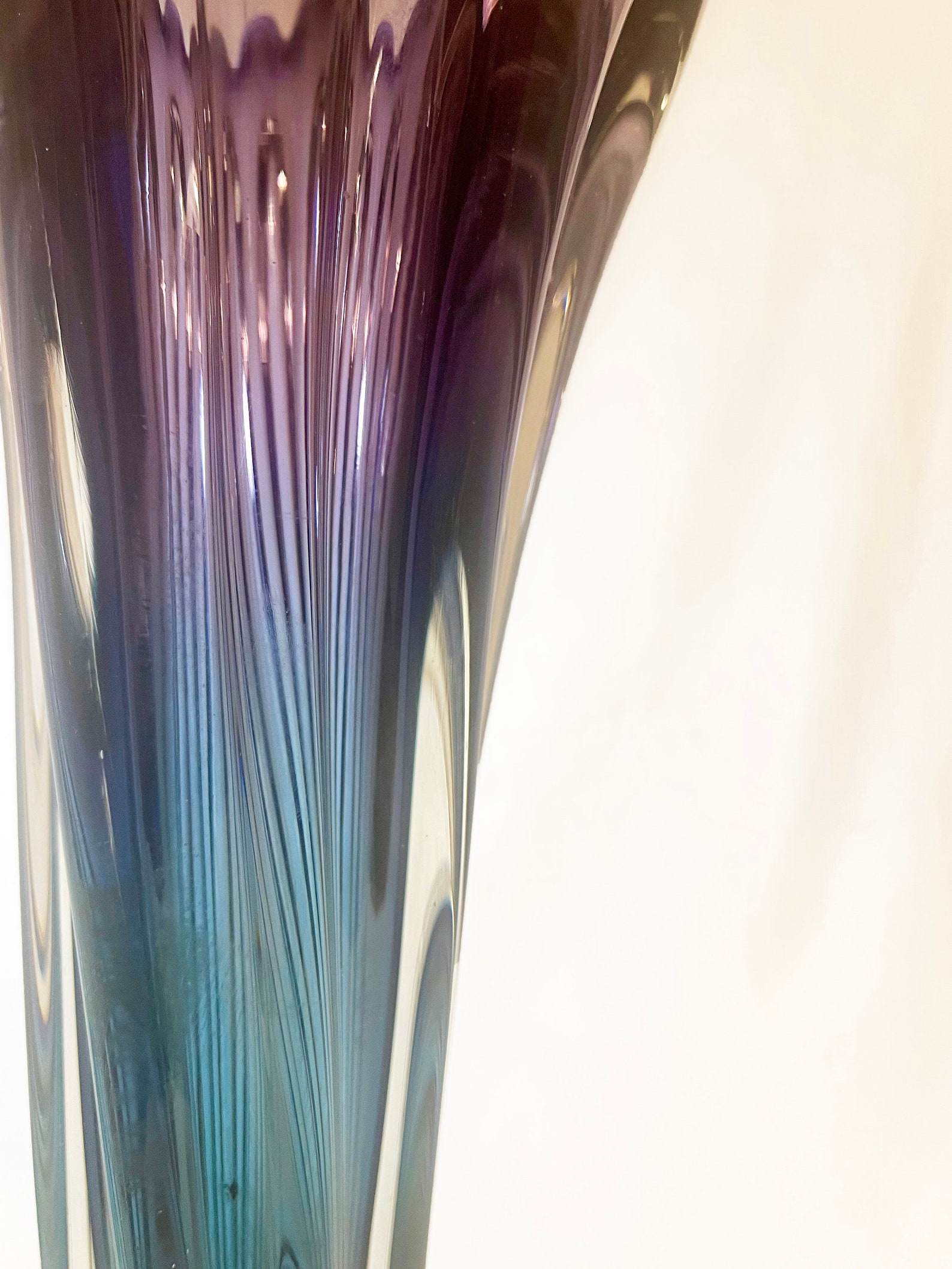 An absolutely stunning purple blue sommerso twisted art glass vase by Murano from the 1960's