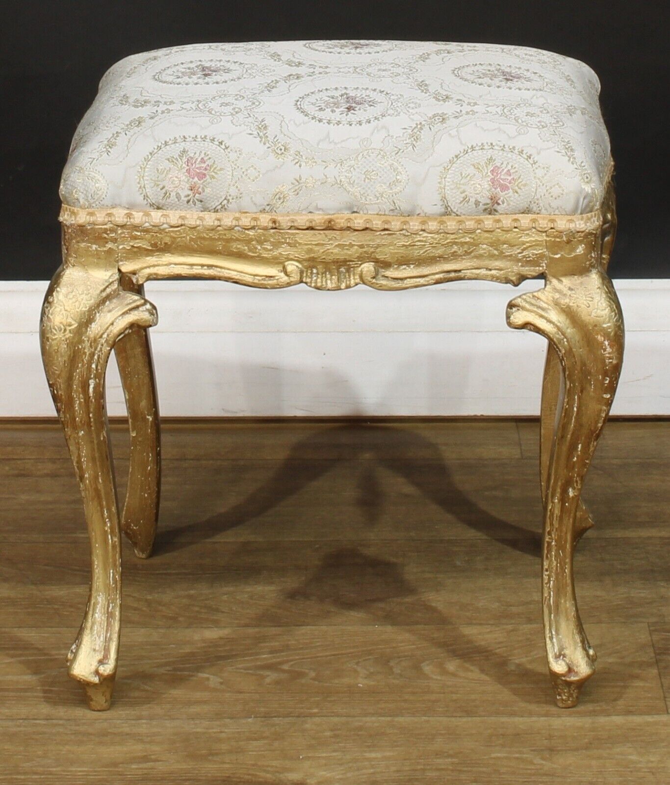 Antique 19th Century Gilt Wood Italian Stool