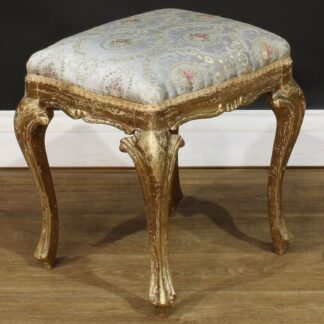 Antique 19th Century Gilt Wood Italian Stool