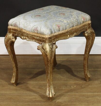 Antique 19th Century Gilt Wood Italian Stool