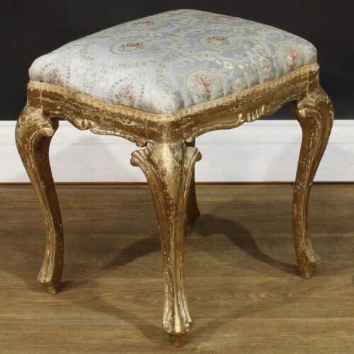 Antique 19th Century Gilt Wood Italian Stool