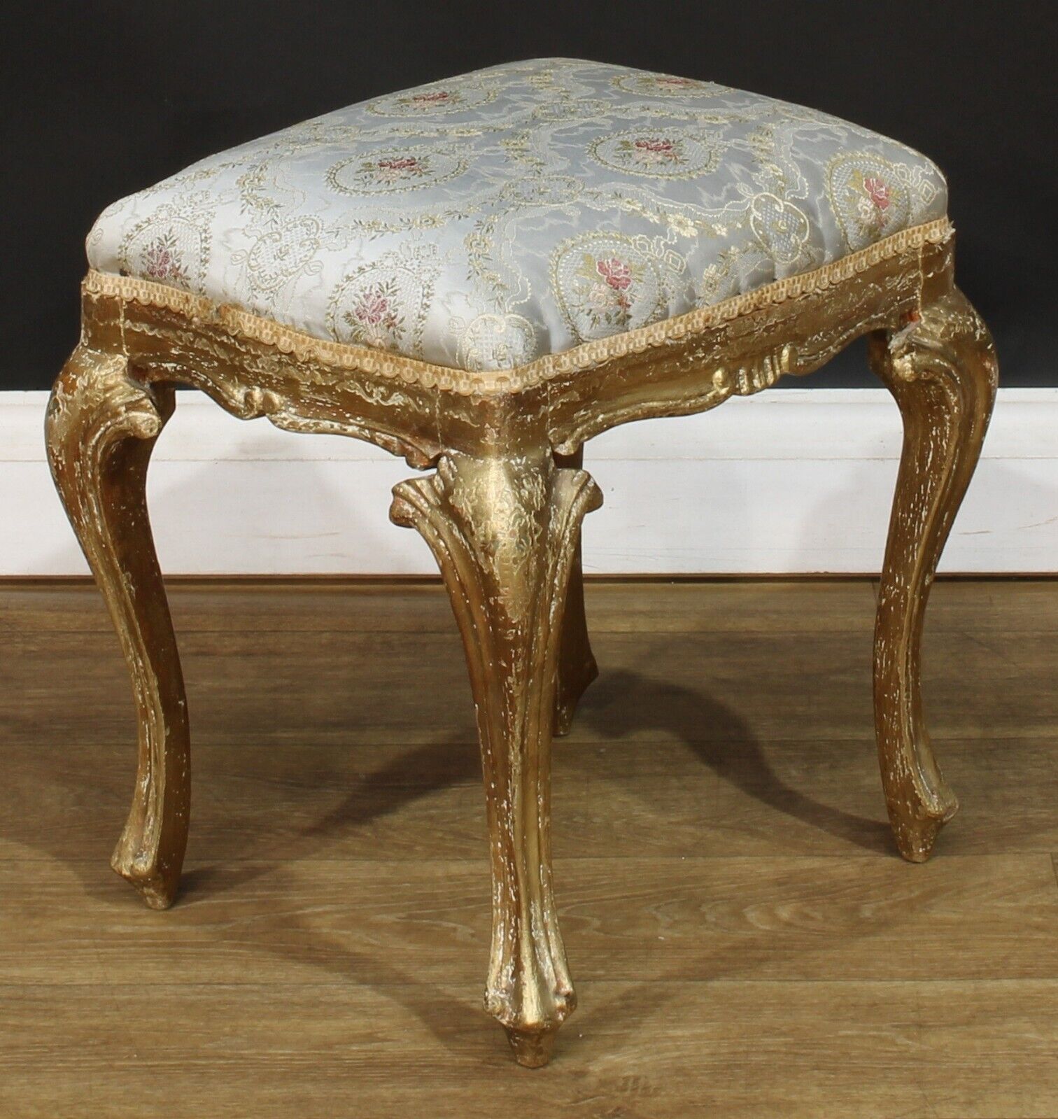Antique 19th Century Gilt Wood Italian Stool