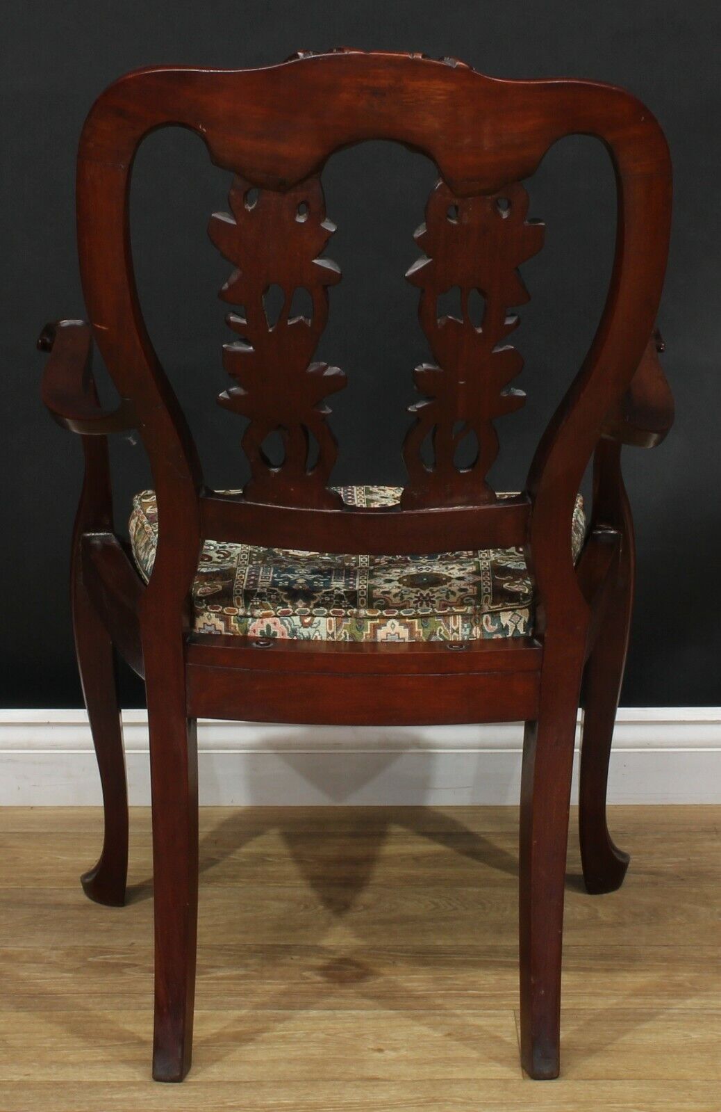 Antique Anglo Indian Carved Open Armchair Circa 1850