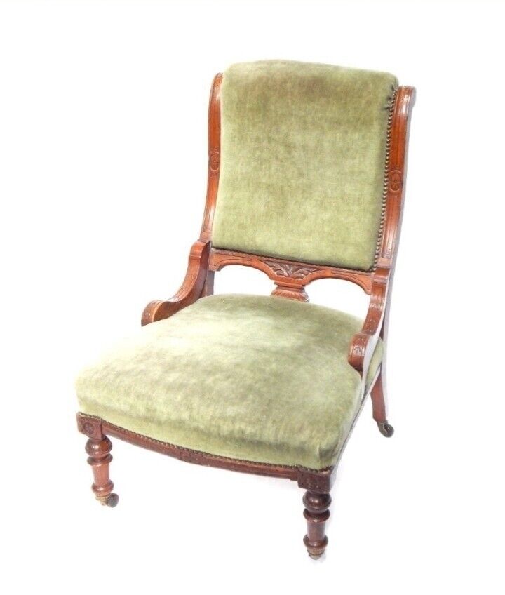 Antique Edwardian Walnut Drawing Room Chair