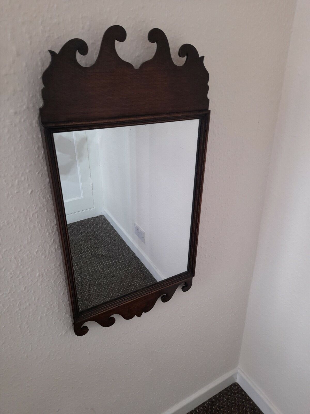 Antique Oak Vauxhall Style Mirror Late 19th Century