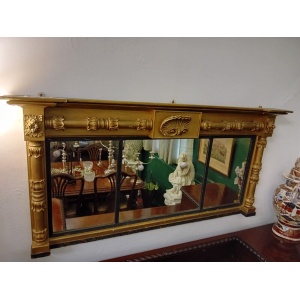 Antique Regency Giltwood Overmantle Mirror Circa 1810 55 Inches Wide
