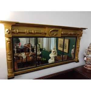 Antique Regency Giltwood Overmantle Mirror Circa 1810 55 Inches Wide