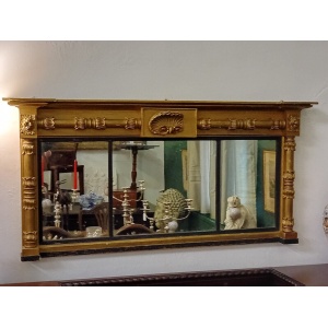 Antique Regency Giltwood Overmantle Mirror Circa 1810 55 Inches Wide