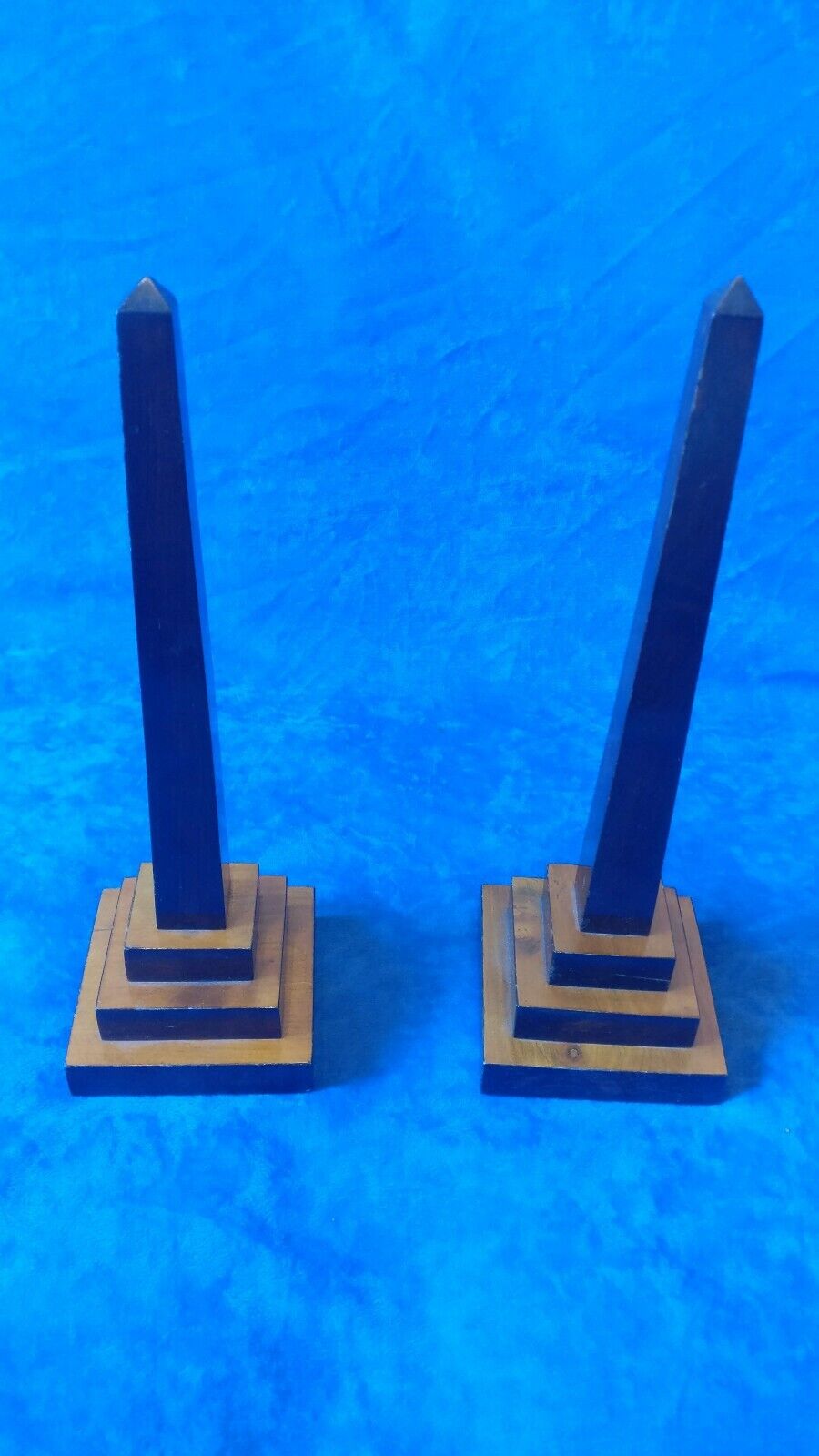 Antique treen Gentlemen`s library desk obelisks pair Grand tour manner 12.5 "