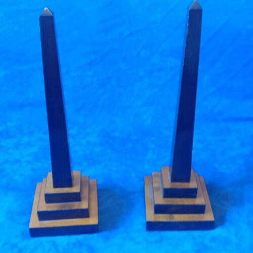 Antique treen Gentlemen`s library desk obelisks pair Grand tour manner 12.5 "