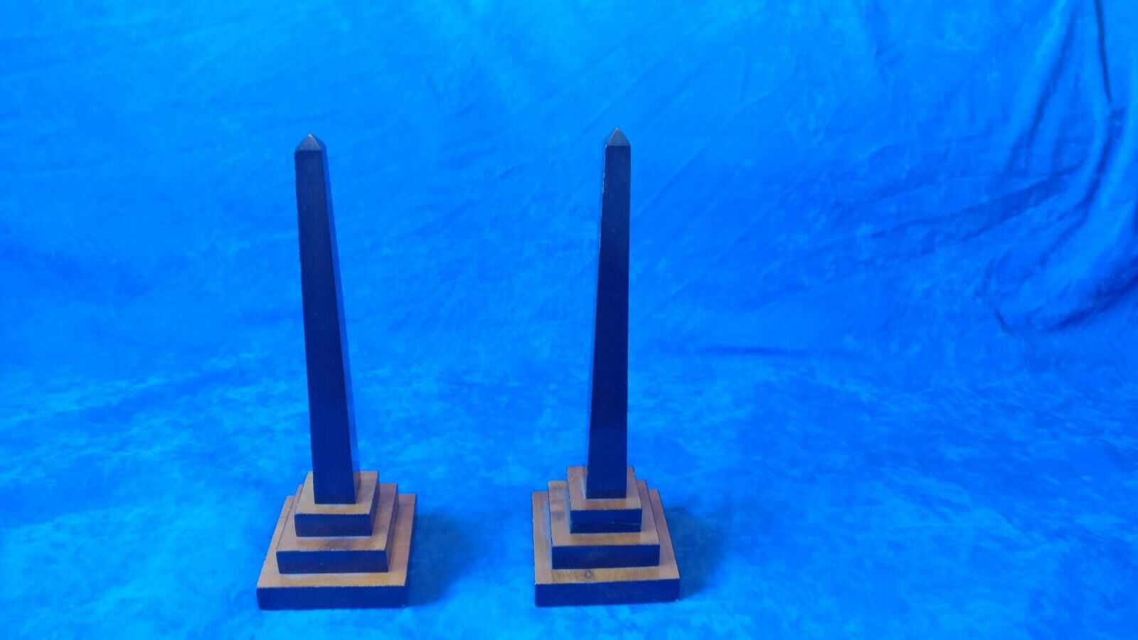 Antique treen Gentlemen`s library desk obelisks pair Grand tour manner 12.5 "