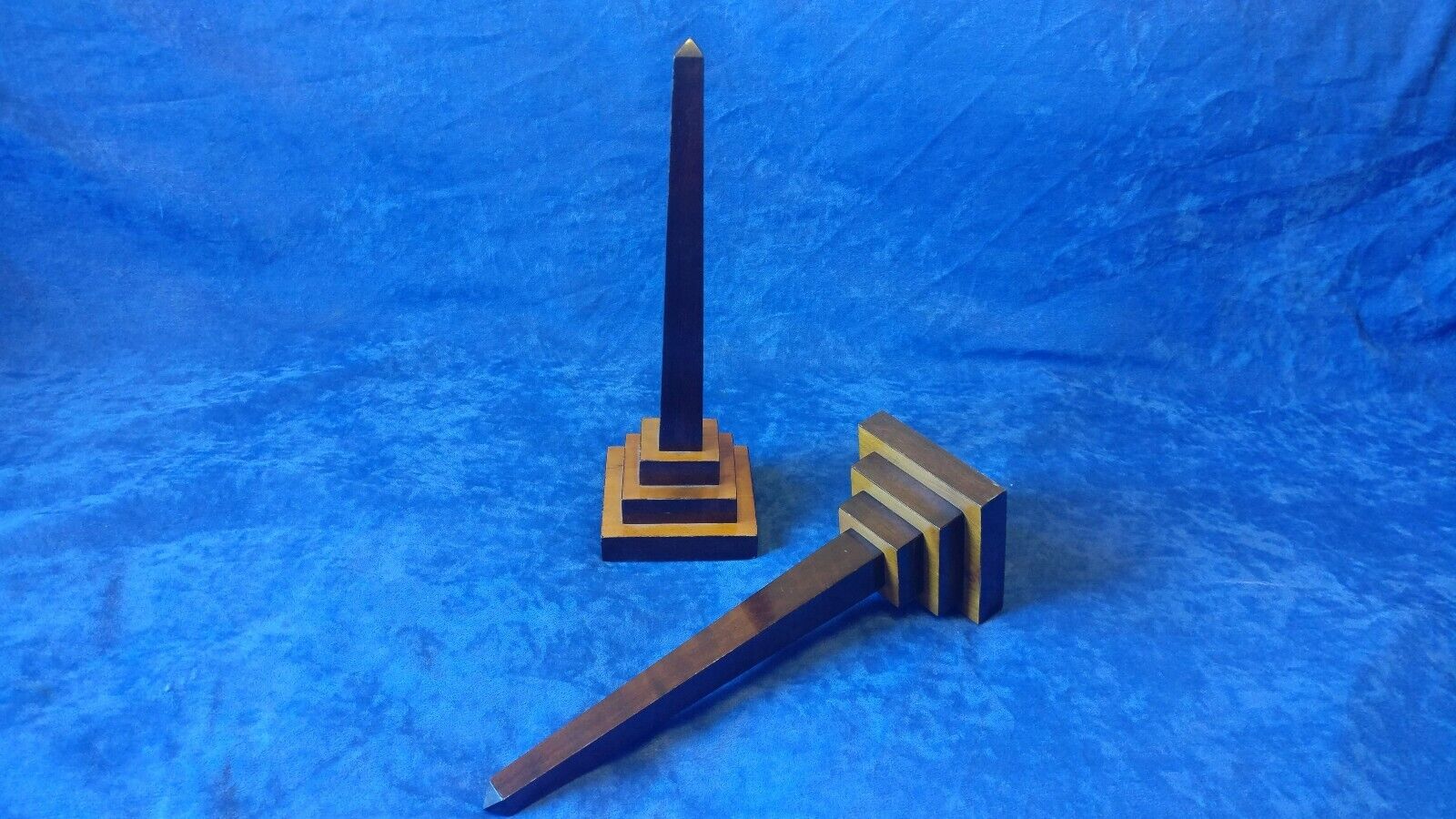 Antique treen Gentlemen`s library desk obelisks pair Grand tour manner 12.5 "
