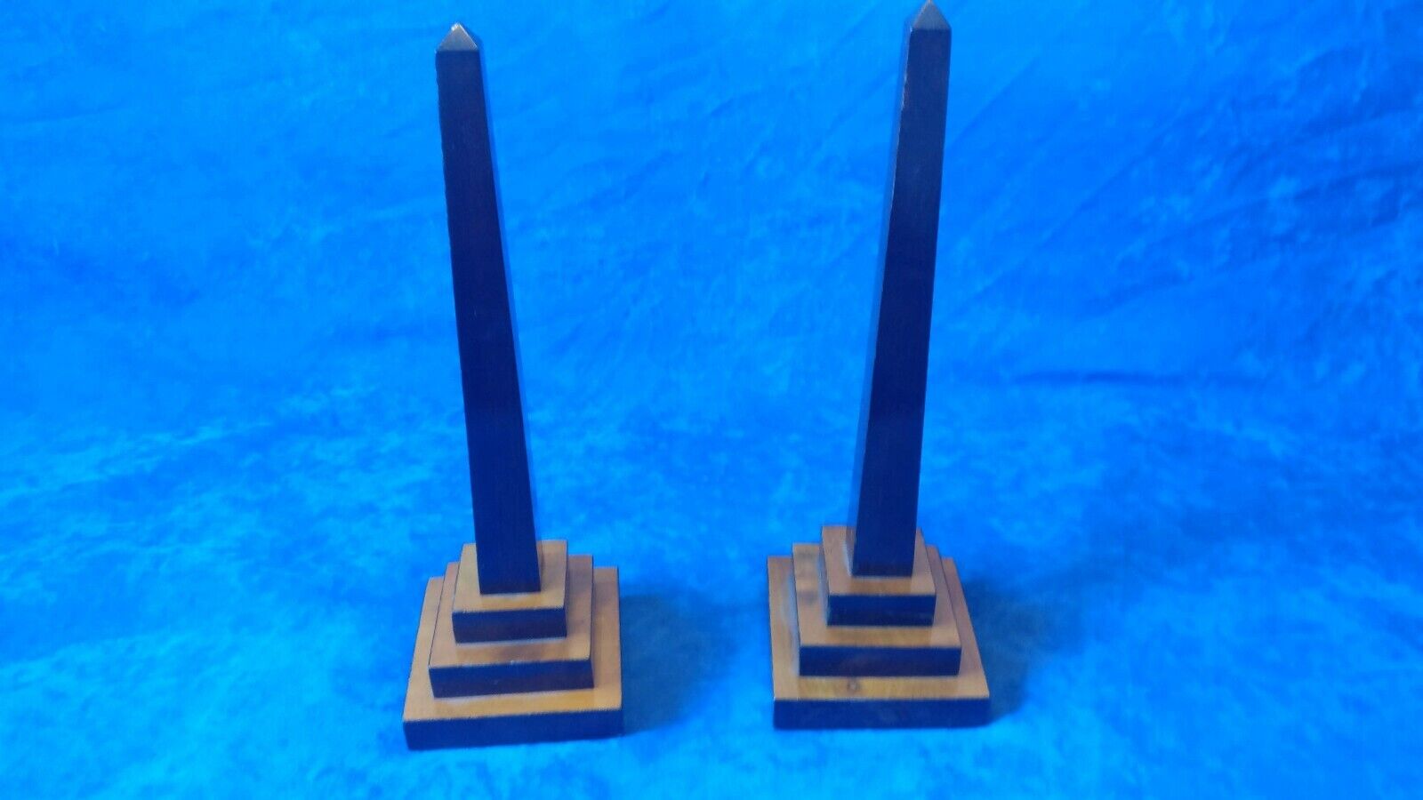 Antique treen Gentlemen`s library desk obelisks pair Grand tour manner 12.5 "