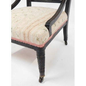 Antique Victorian Ebonised Nursing Chair 19th Century