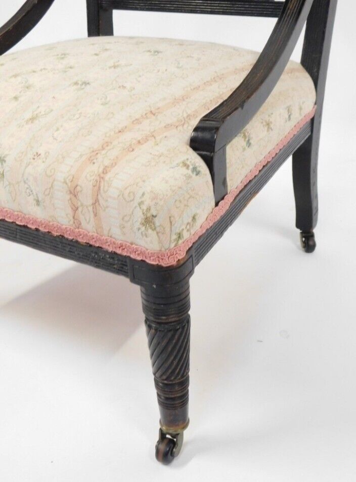 Antique Victorian Ebonised Nursing Chair 19th Century