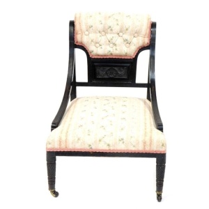 Antique Victorian Ebonised Nursing Chair 19th Century