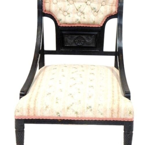 Antique Victorian Ebonised Nursing Chair 19th Century