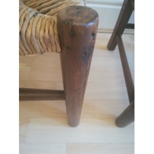 Antique Victorian School room Chairs Pair Oak Wicker Seats ladder back