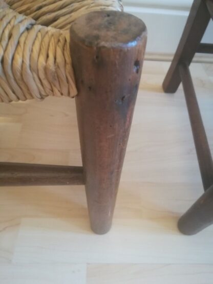 Antique Victorian School room Chairs Pair Oak Wicker Seats ladder back - Image 9