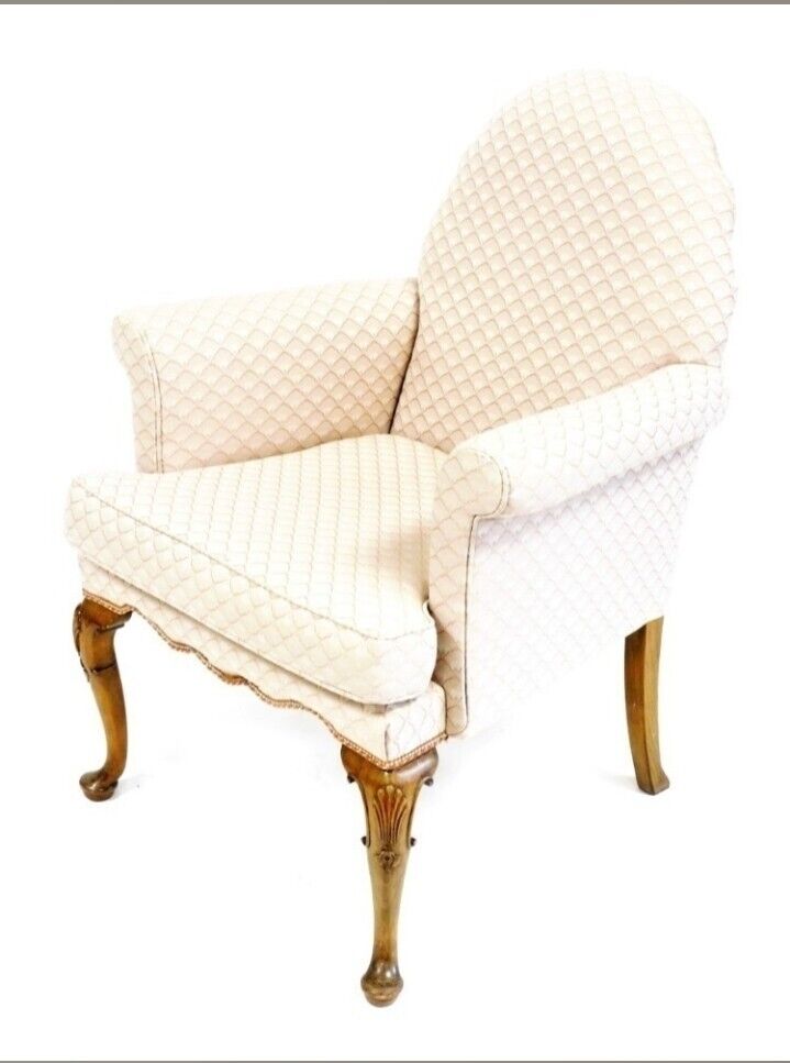 Antique Victorian Walnut Framed Armchair In The Georgian Manner