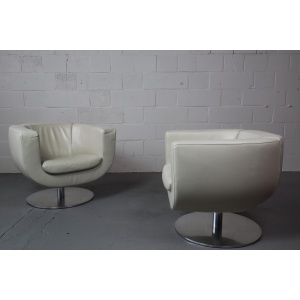 B&B Italia "Tulip" leather armchairs designed by Jeffrey Bernett in 2000